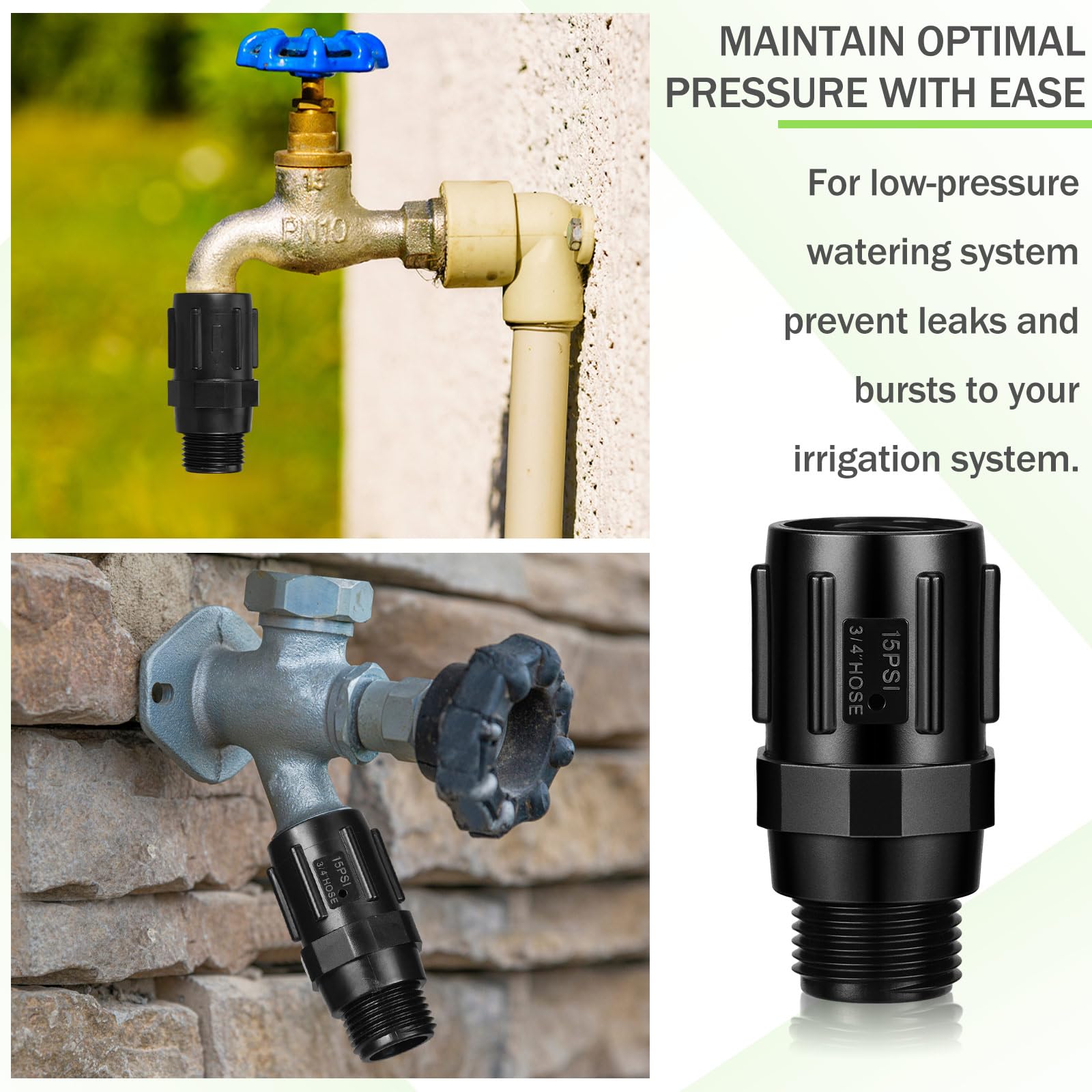 Tondiamo regulator installed on a hose faucet for low flow setups.