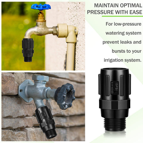 Tondiamo regulator installed on a hose faucet for low flow setups.