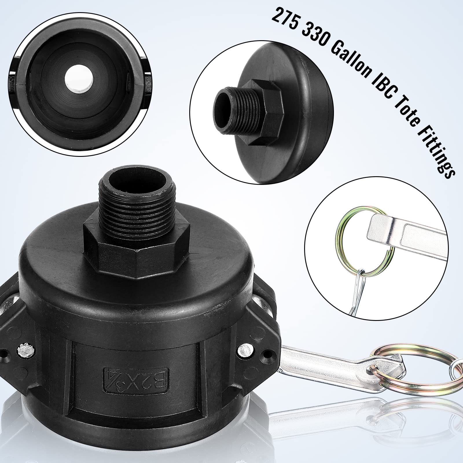 Tondiamo 2-pack tote fittings for flexible IBC drainage applications.