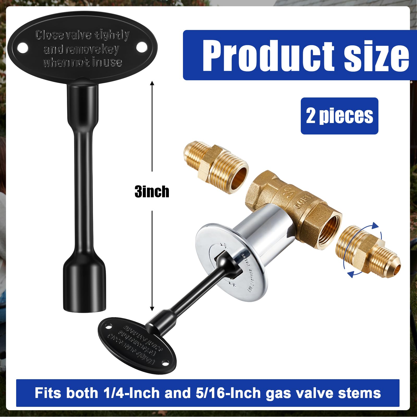Tondiamo brass chrome fireplace key, two-piece set, durable and corrosion resistant.