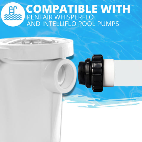 TonGass two pack unions installed on a pool pump system for ready replacements