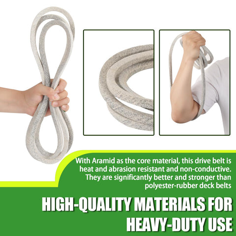 TongGass aramid-core belt demonstrating heat resistance during mowing