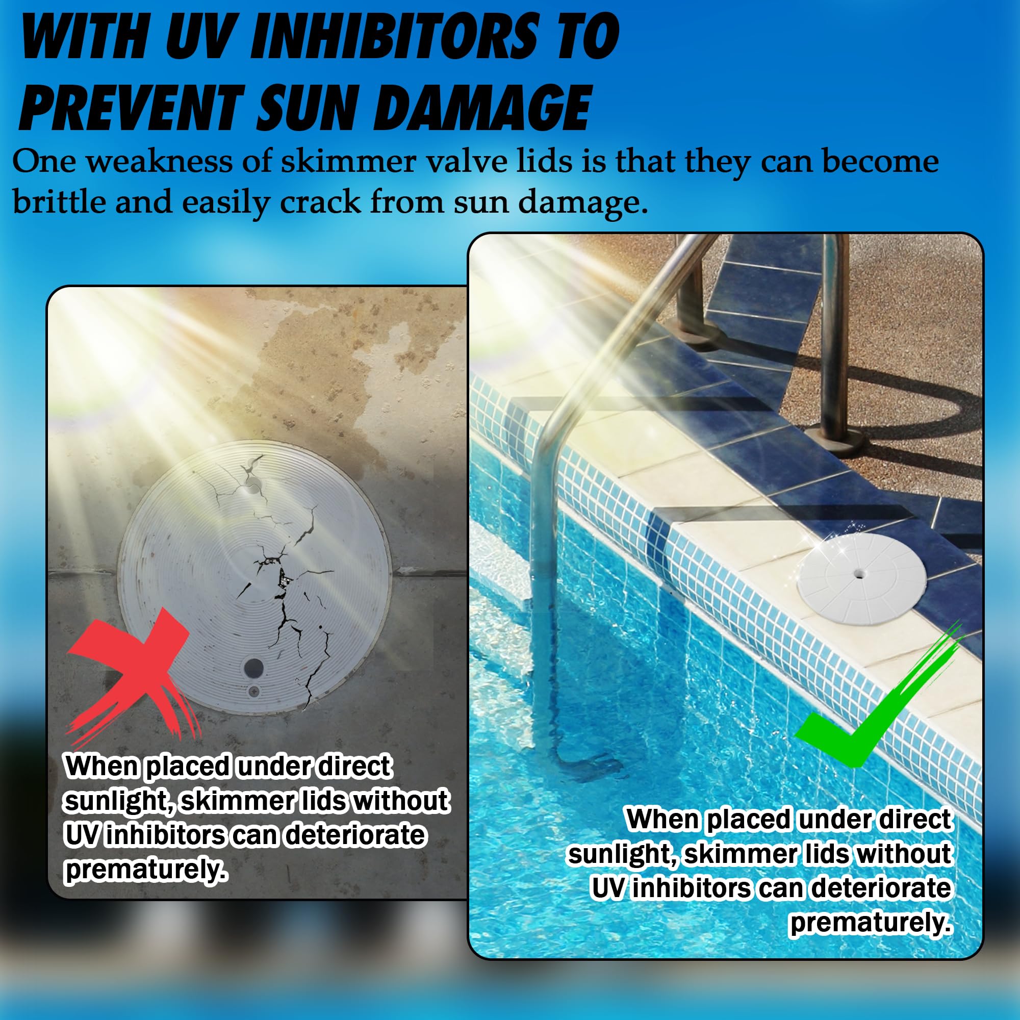 TonGass durable ABS plastic skimmer lid withstands impact and harsh conditions