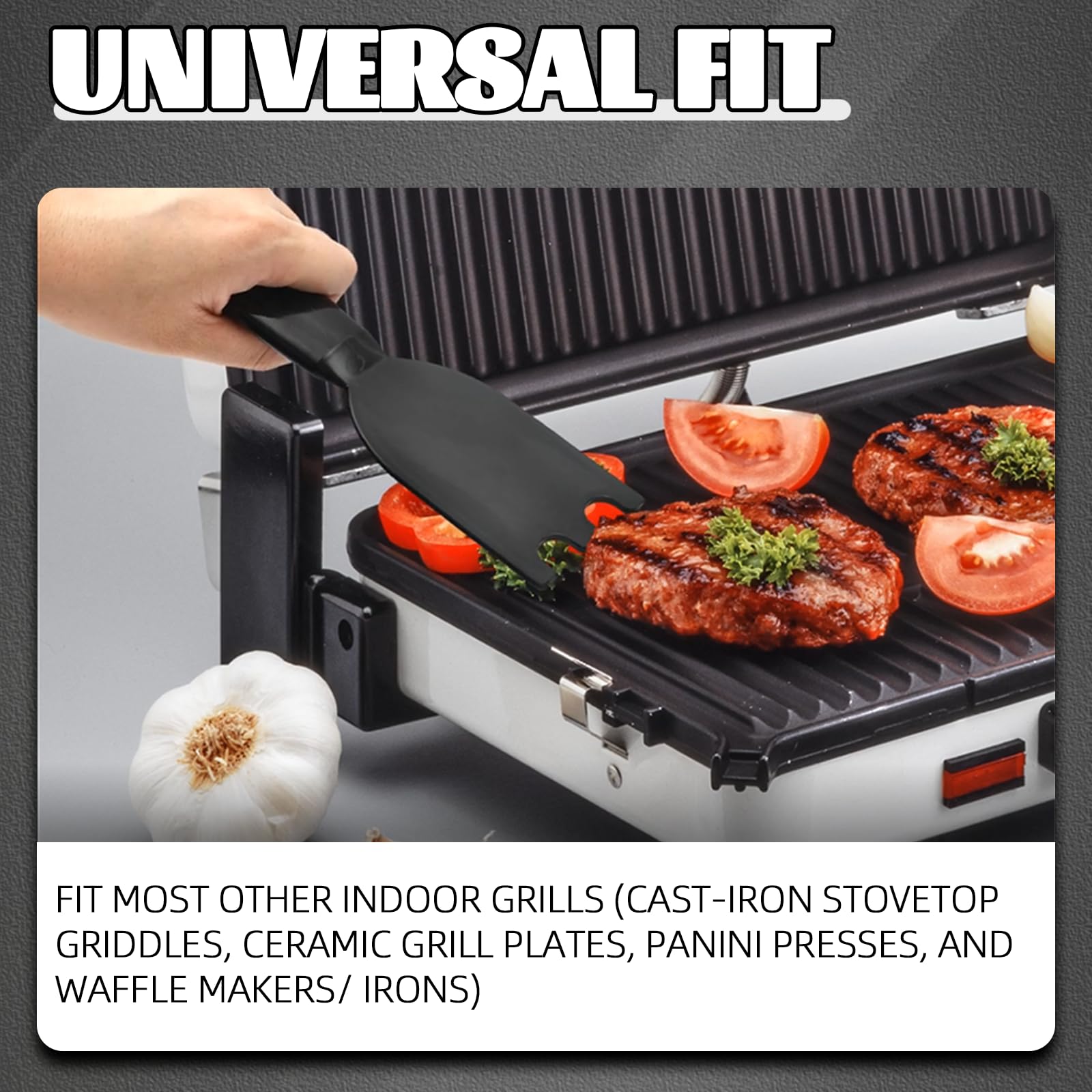 TonGass Grill Scraper nonstick-safe angle confirms no scratches on coated surfaces.