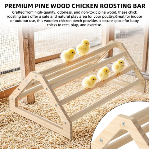 TonGass premium pine wood perch provides safe, natural resting for baby chicks.