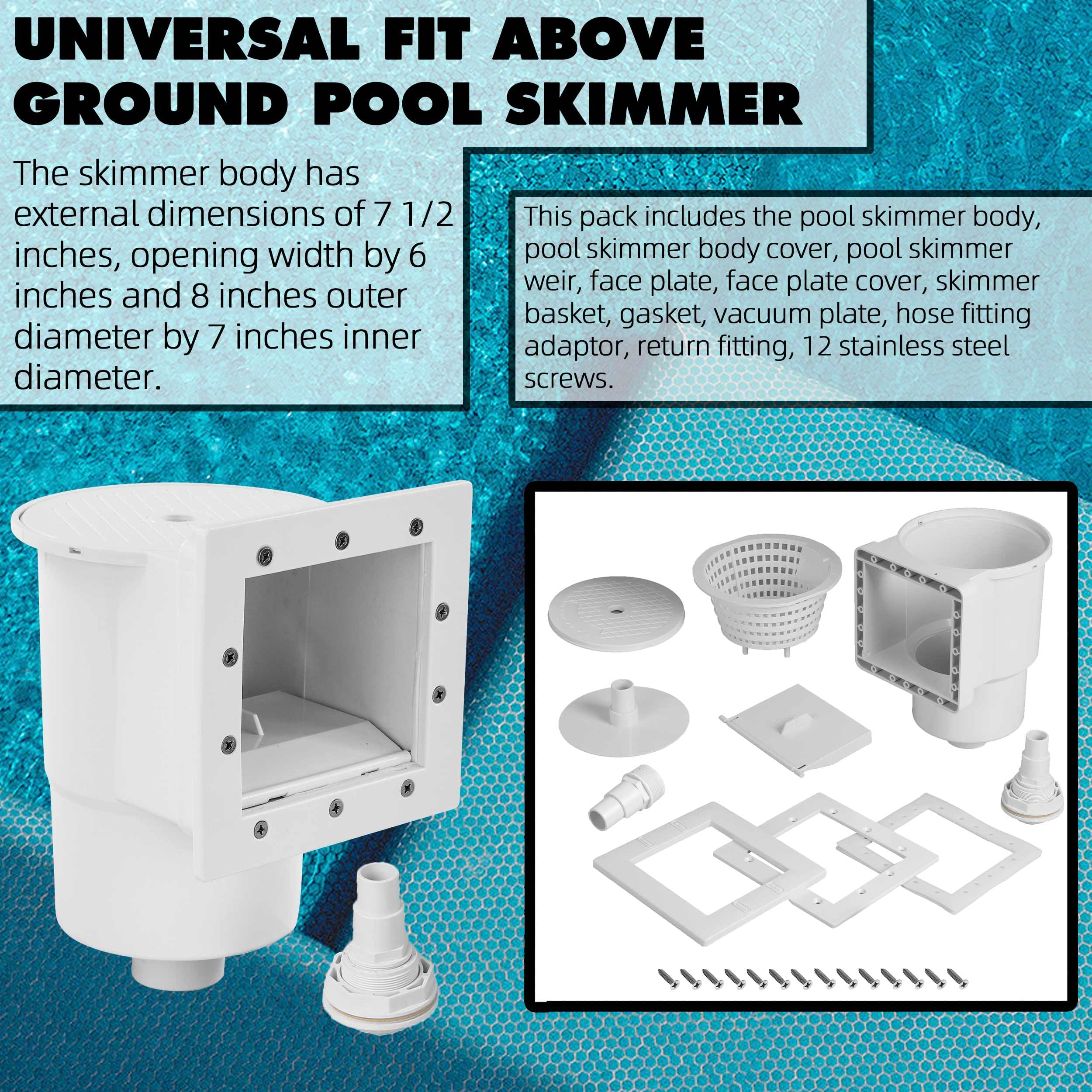 TonGass thru-wall skimmer kit with adapters for broad pool compatibility and simple installation