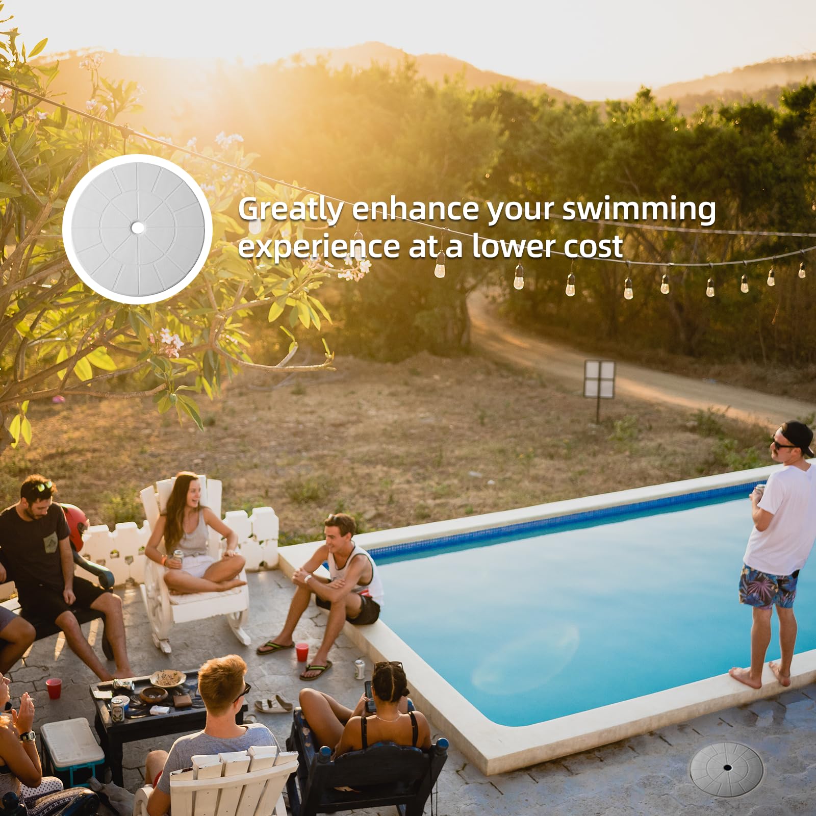 TonGass weather resistant skimmer lid designed for outdoor pool decks