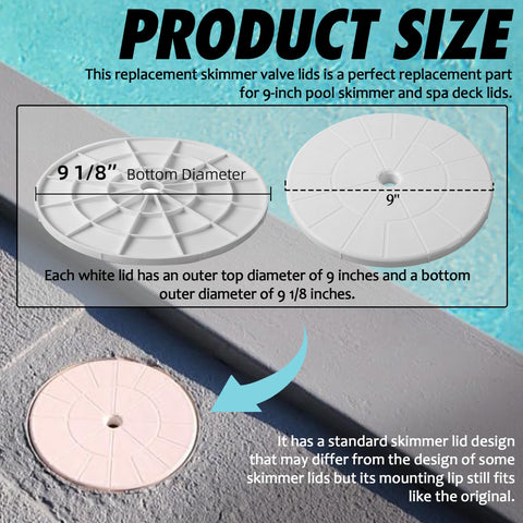 TonGass white round skimmer lid exterior view compatible with 9 inch pool lids