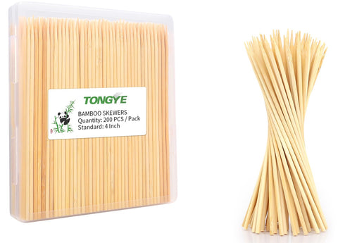 Tongye 4-inch skewers in cylinder packaging provide mess-free storage.