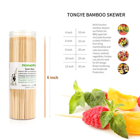Tongye premium 3mm diameter skewers provide sturdy support for bite-sized foods.