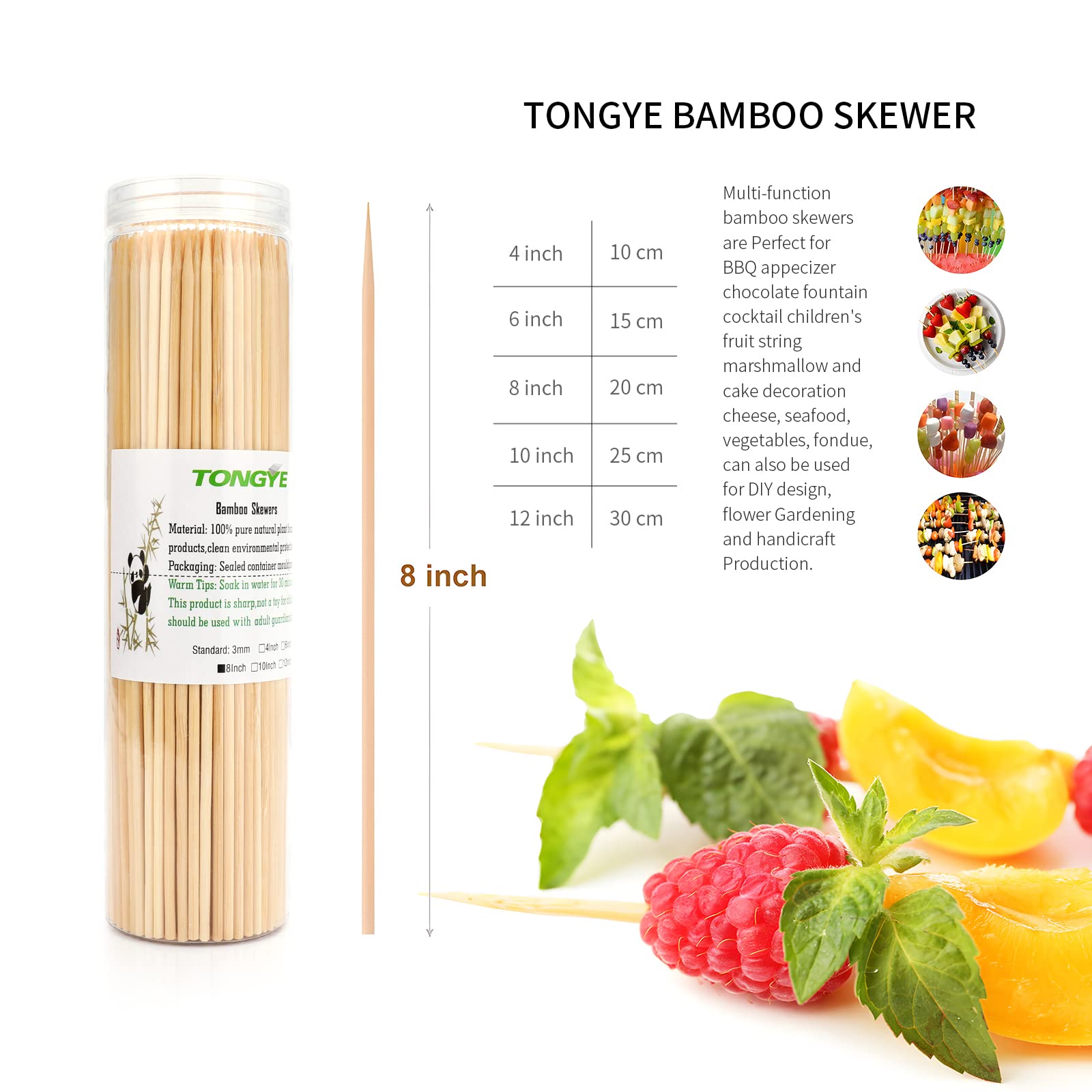 TONGYE bamboo skewers sterilized by high heat for clean use