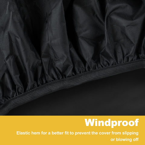 tonhui grill cover with elastic hem prevents sliding in windy days.