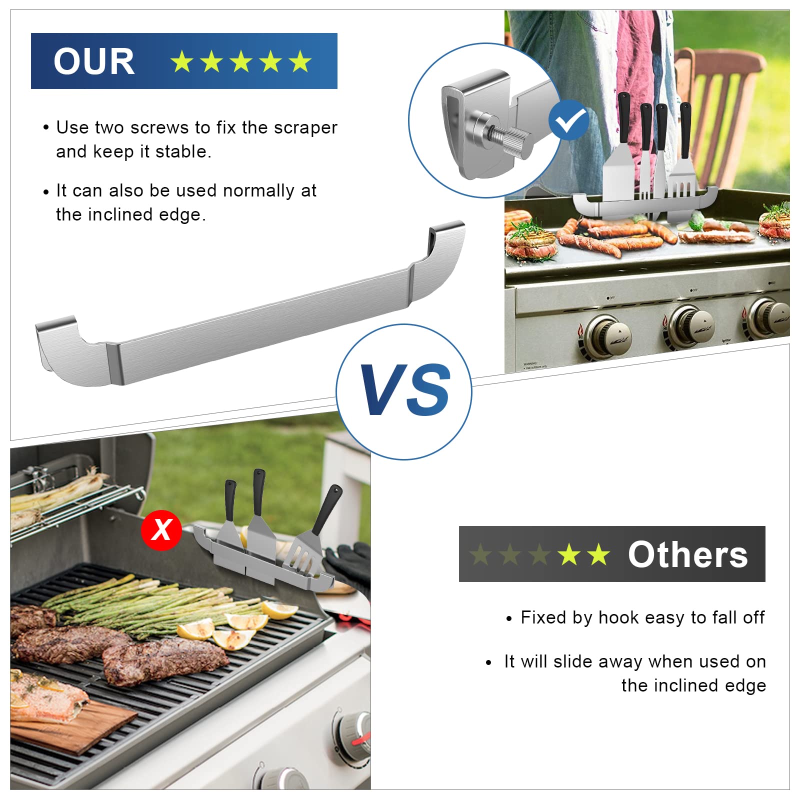 tonhui stainless steel holder withstands high heat while keeping blades within easy access.