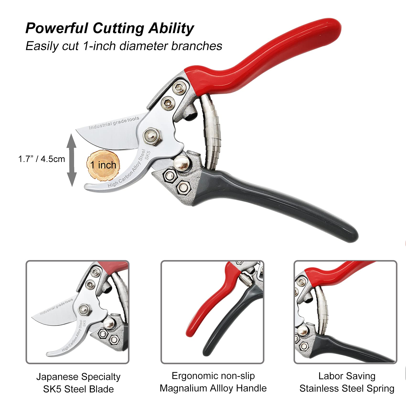 TONMA JP 7.5 inch bypass pruners ideal for stems and light branches