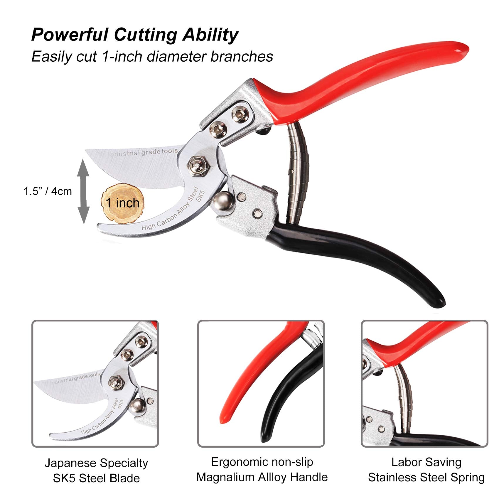 TONMA JP pruning shears bypass cutting action enables smooth branch pruning