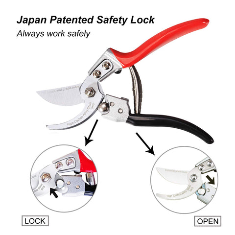 TONMA JP pruning shears in use on branches demonstrating controlled pruning