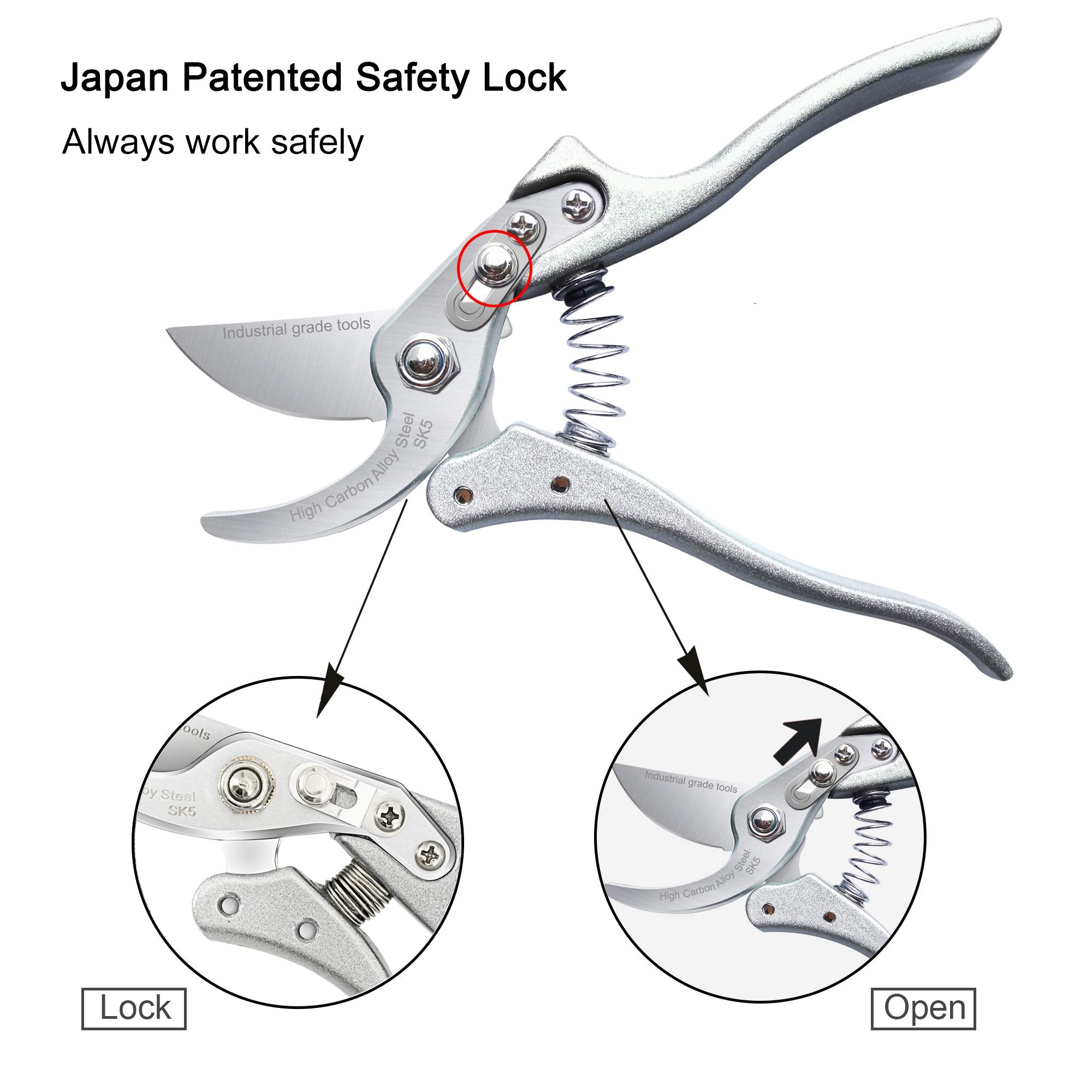 TONMA pruning shears bypass design enables clean, smooth cuts