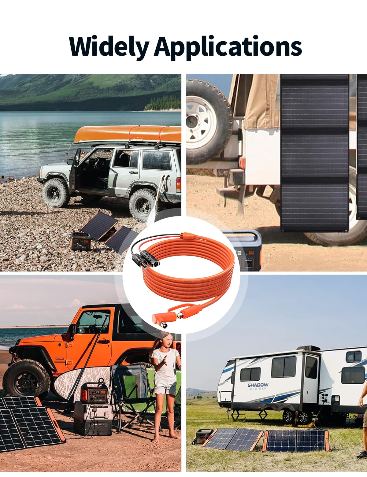 Durable 12AWG+14AWG wires support high-current outdoor use.