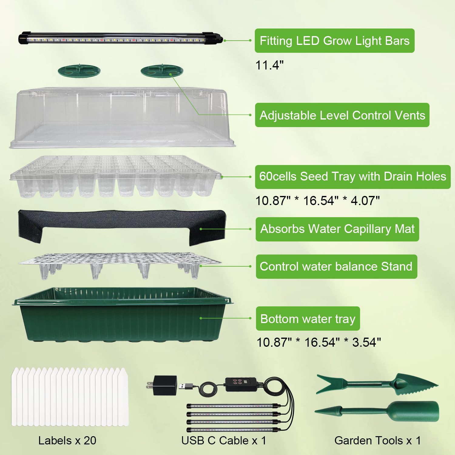 TONYFUL humidity cover and vents enable stable germination environment.