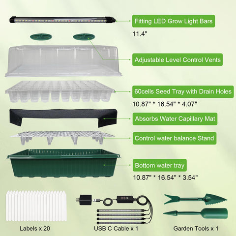 TONYFUL humidity cover and vents enable stable germination environment.