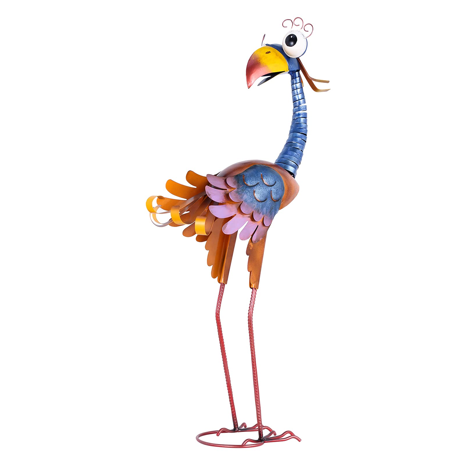 Tooarts metal bird statue stand provides durable yard decor
