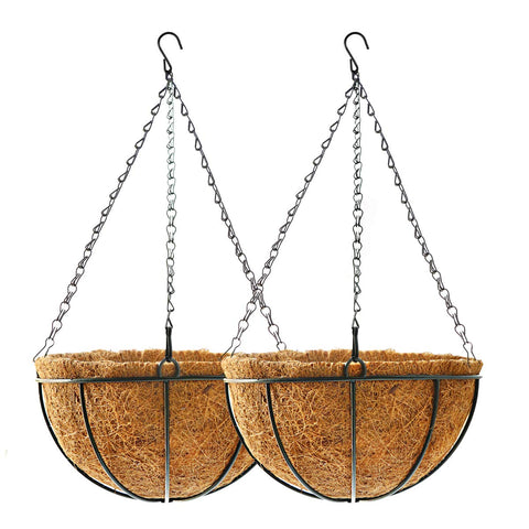 TOOCMEUK hanging basket 16in wire-round with breathable coco liner enhances outdoor decor