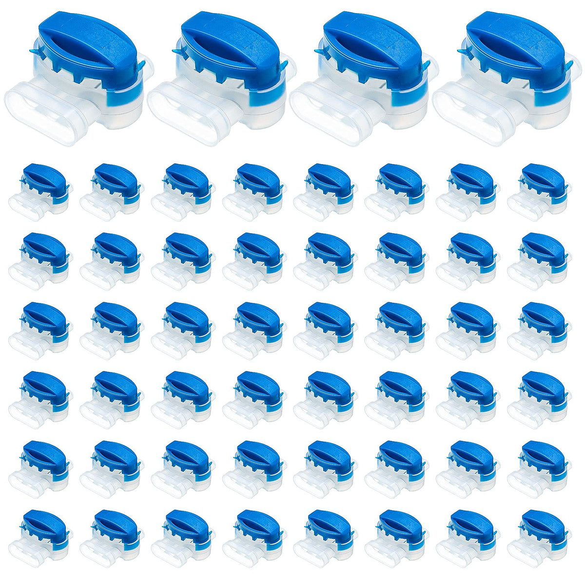 TOODOO 3-Way wire connector in blue and white for quick, secure outdoor electrical connections.