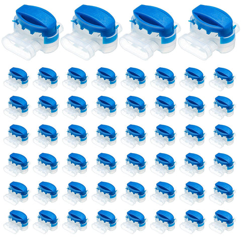 TOODOO 3-Way wire connector in blue and white for quick, secure outdoor electrical connections.
