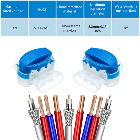 TOODOO insulation compatibility up to 3.5 mm outer diameter for 22-14 AWG cables.