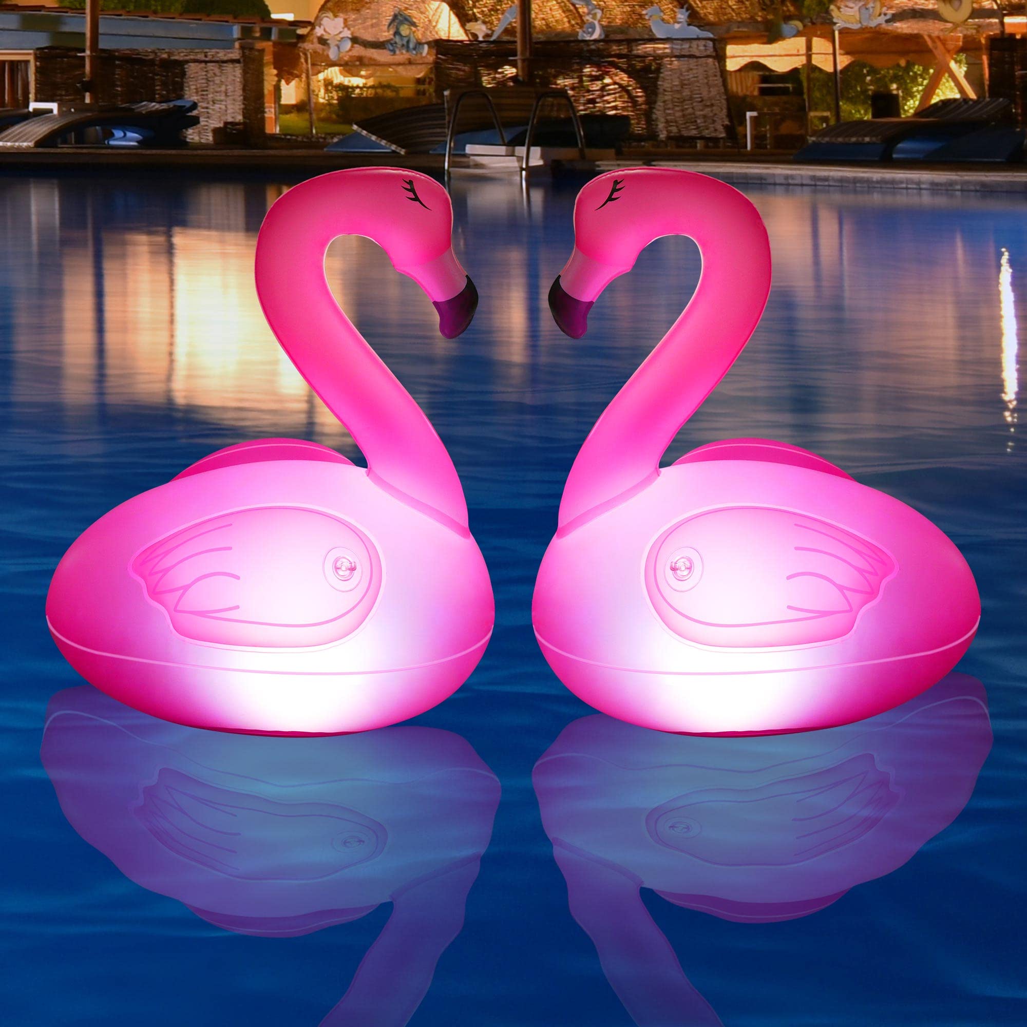 Toodour flamingo pool light glows softly for ambient poolside evenings.