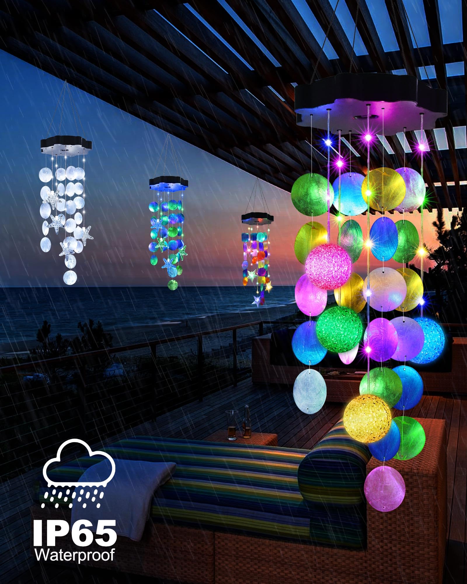 Toodour outdoor decor featuring natural seashells brightens porch or patio.