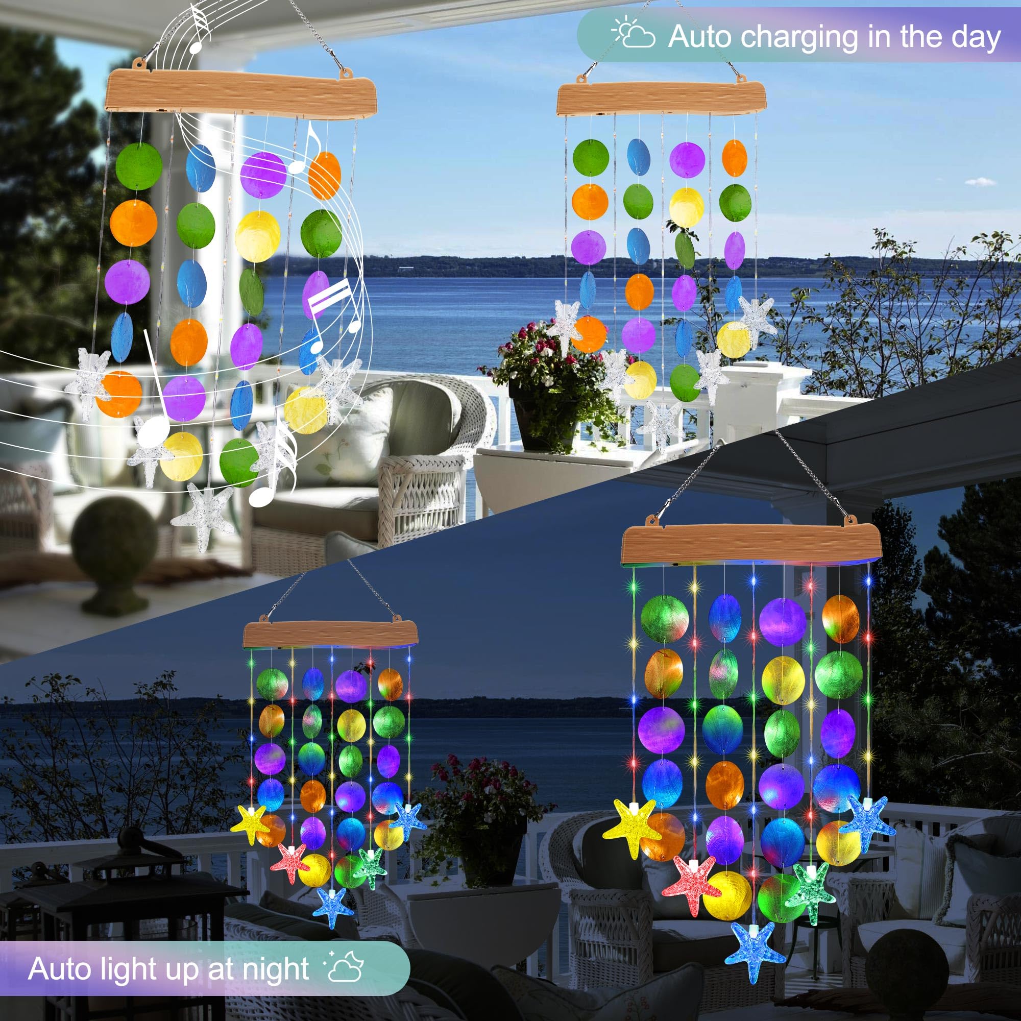 Toodour patio wind chimes offer mood-enhancing light for evenings outside.