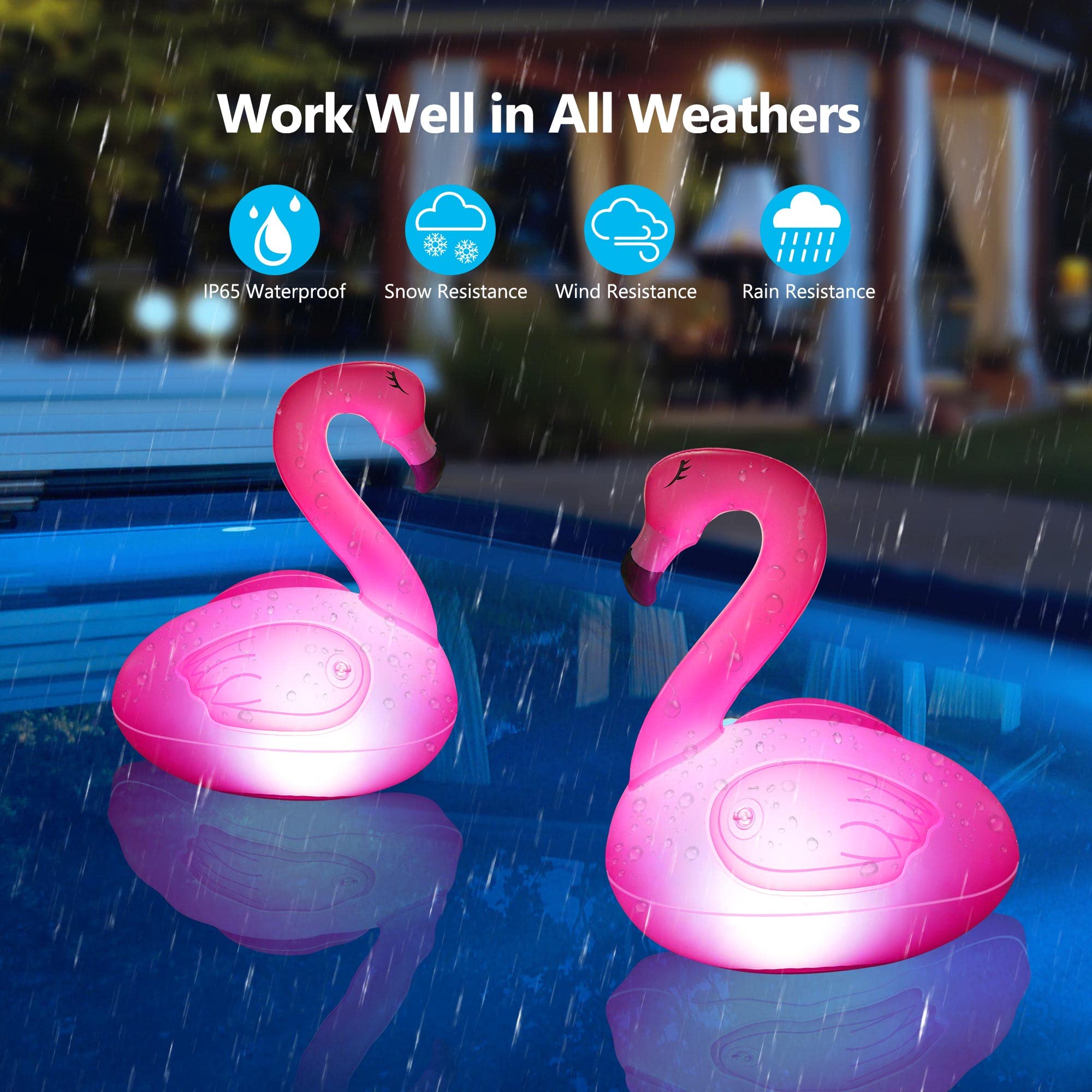 Toodour solar flamingo pool light charges by day for eco-friendly illumination.