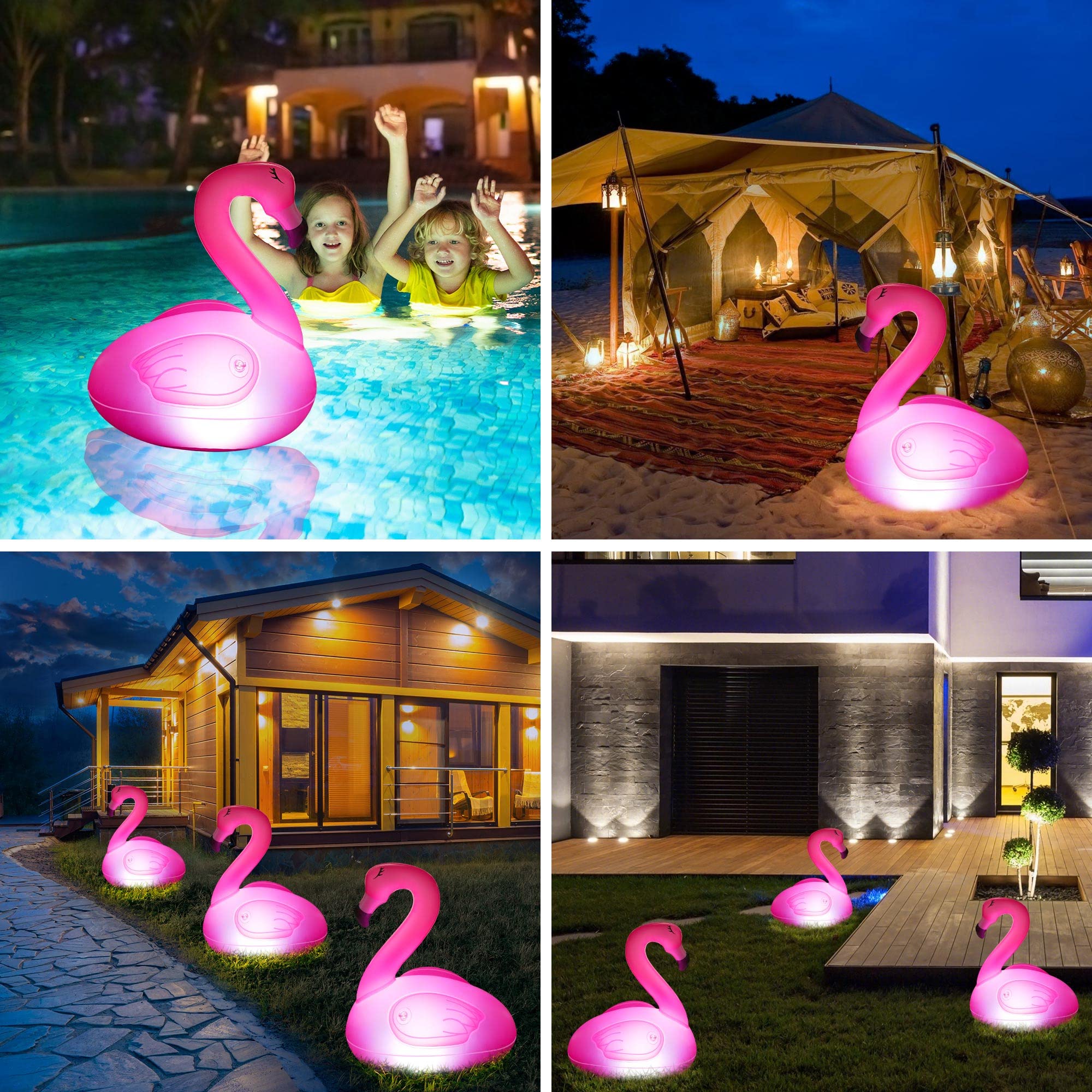 Toodour waterproof flamingo pool light resists rain and snow for year-round use.