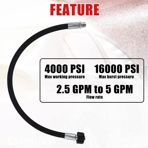 Tool Daily 2 ft pressure washer hose length for flexible reach.