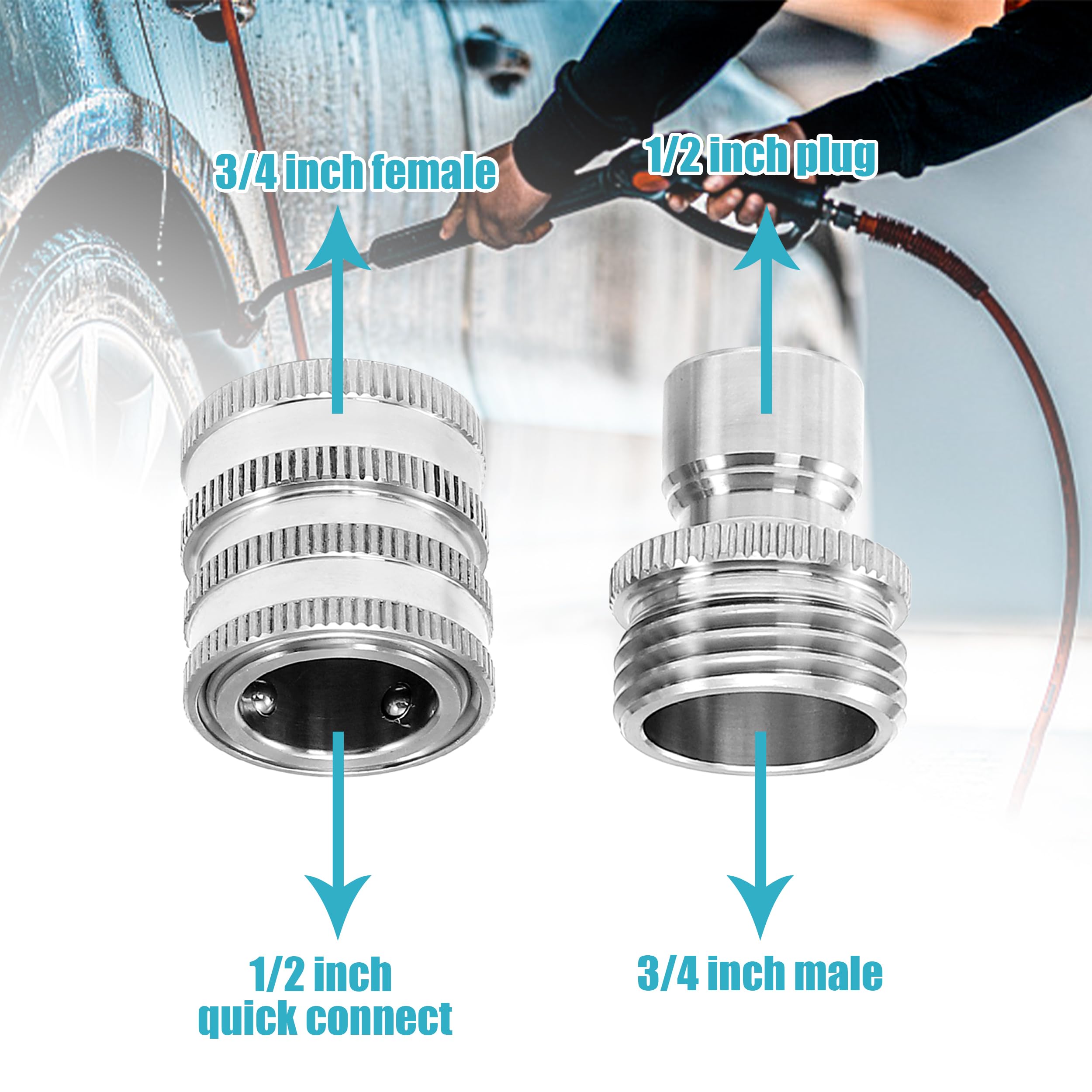 Tool Daily 3/4 to 1/2 inch quick connect adapter for broader compatibility.