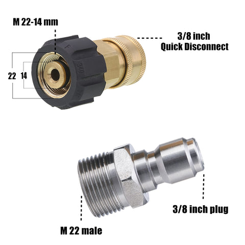 Tool Daily 3/8 quick connect plug with M22 14mm male simplifies connections.