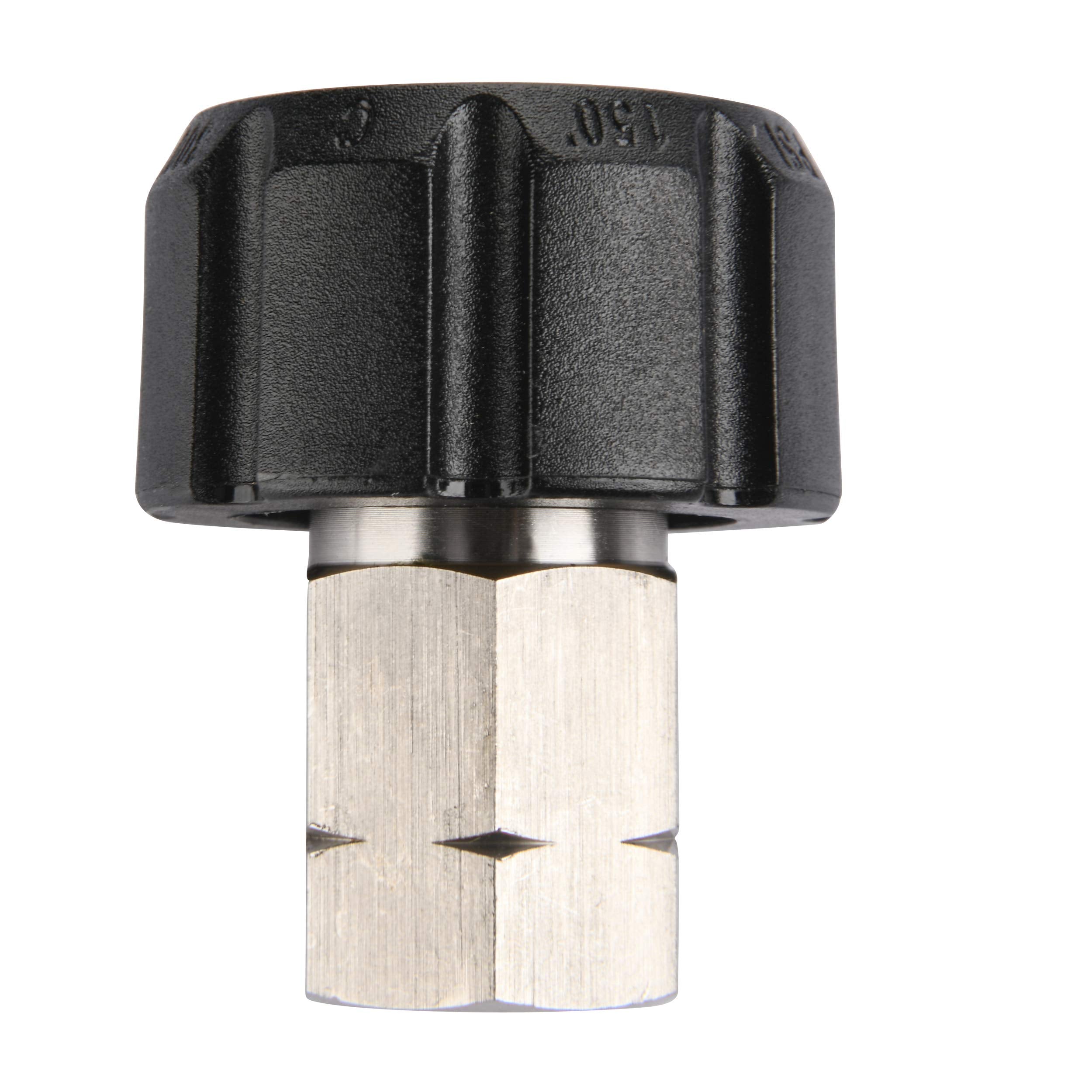 Tool Daily adapter linking sewer jetter hose to a pressure washer inlet