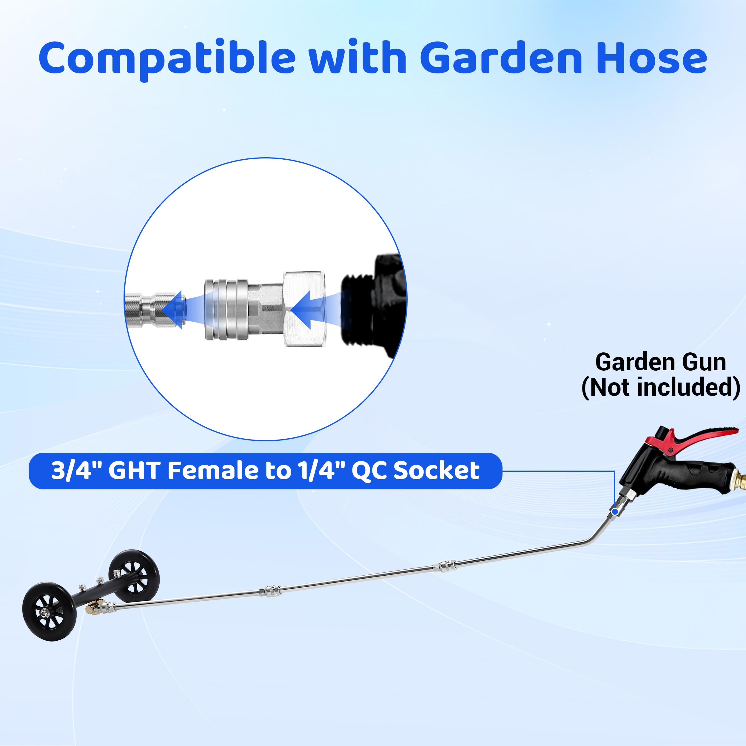 Tool Daily dual-function cleaner wand shows compatibility with pressure washers and garden hoses.