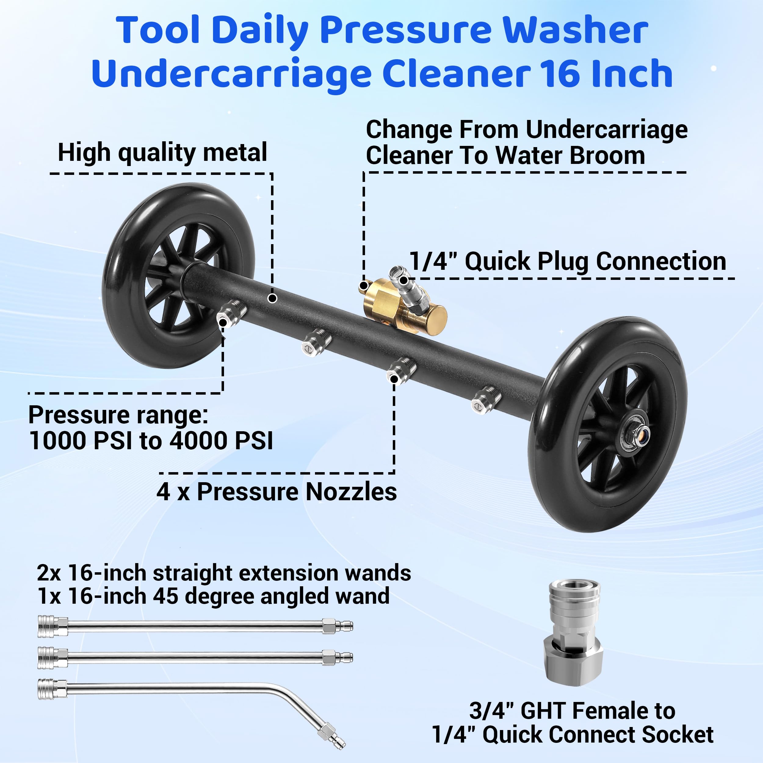 Tool Daily extension wand with three pieces extends reach for hard-to-access areas.