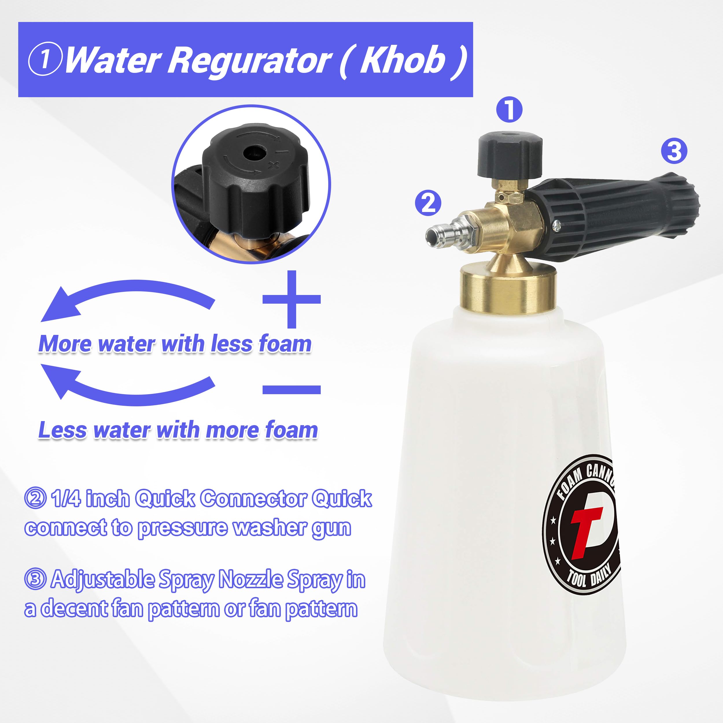 Tool Daily foam cannon 1.1mm nozzle for thicker foam at lower pressure