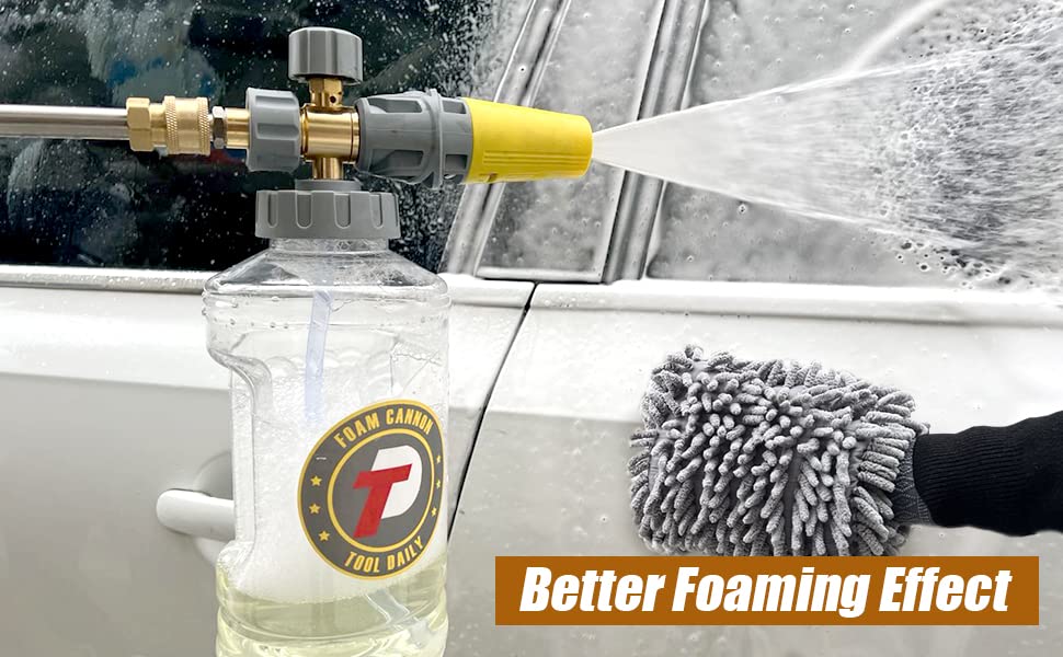 Tool Daily foam cannon 1-1mm nozzle creates thicker foam at lower PSI.