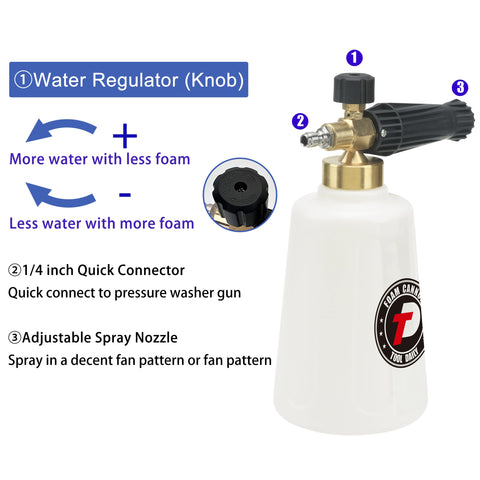 Tool Daily foam cannon with 1.1mm nozzle for thicker foam at lower PSI