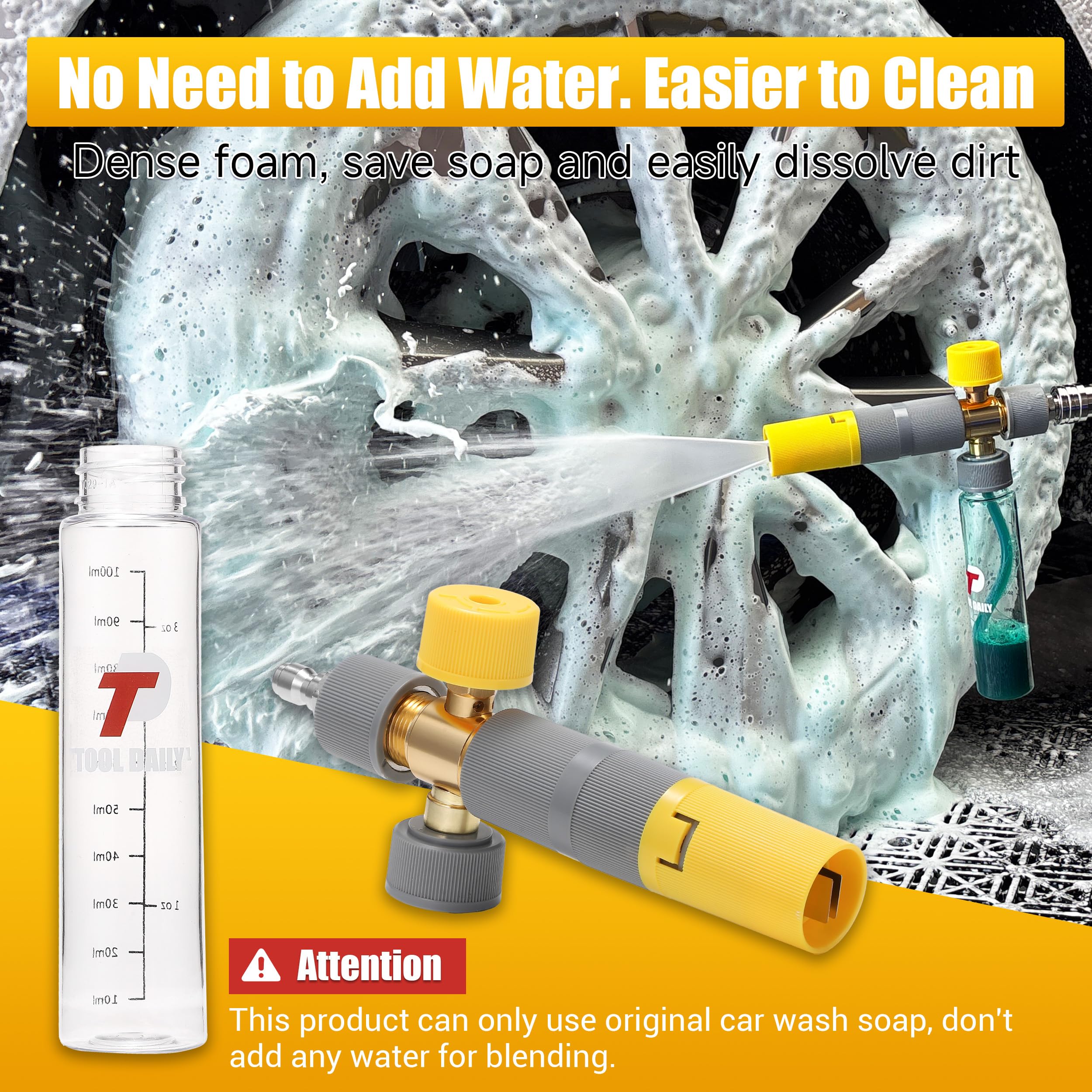 Tool Daily foam cannon adjustable nozzle showing foam level control