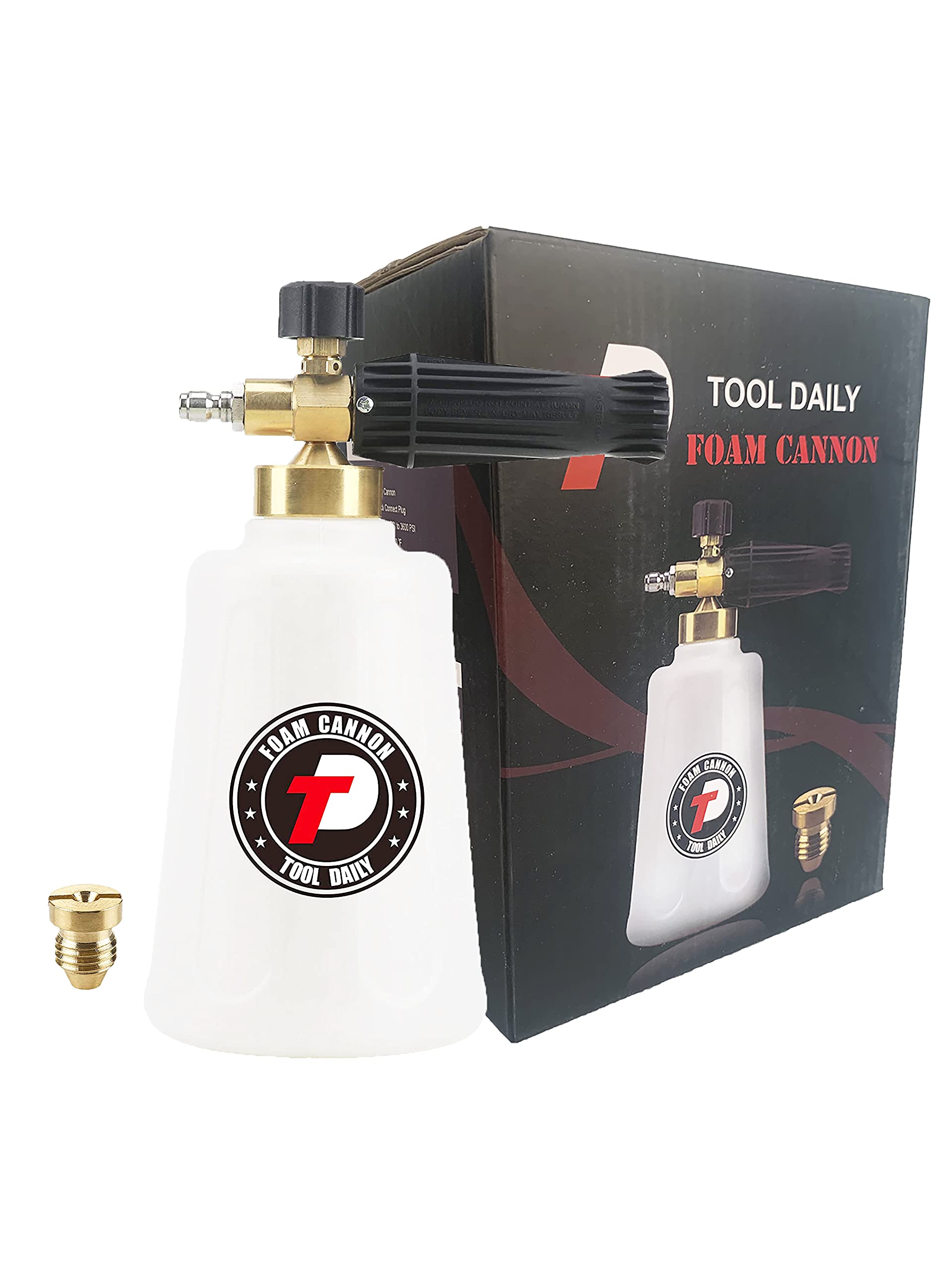 Tool Daily foam cannon being cleaned after use to prevent residue buildup