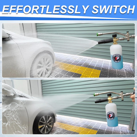 Tool Daily foam cannon two-way shuttle valve enables quick task switching.