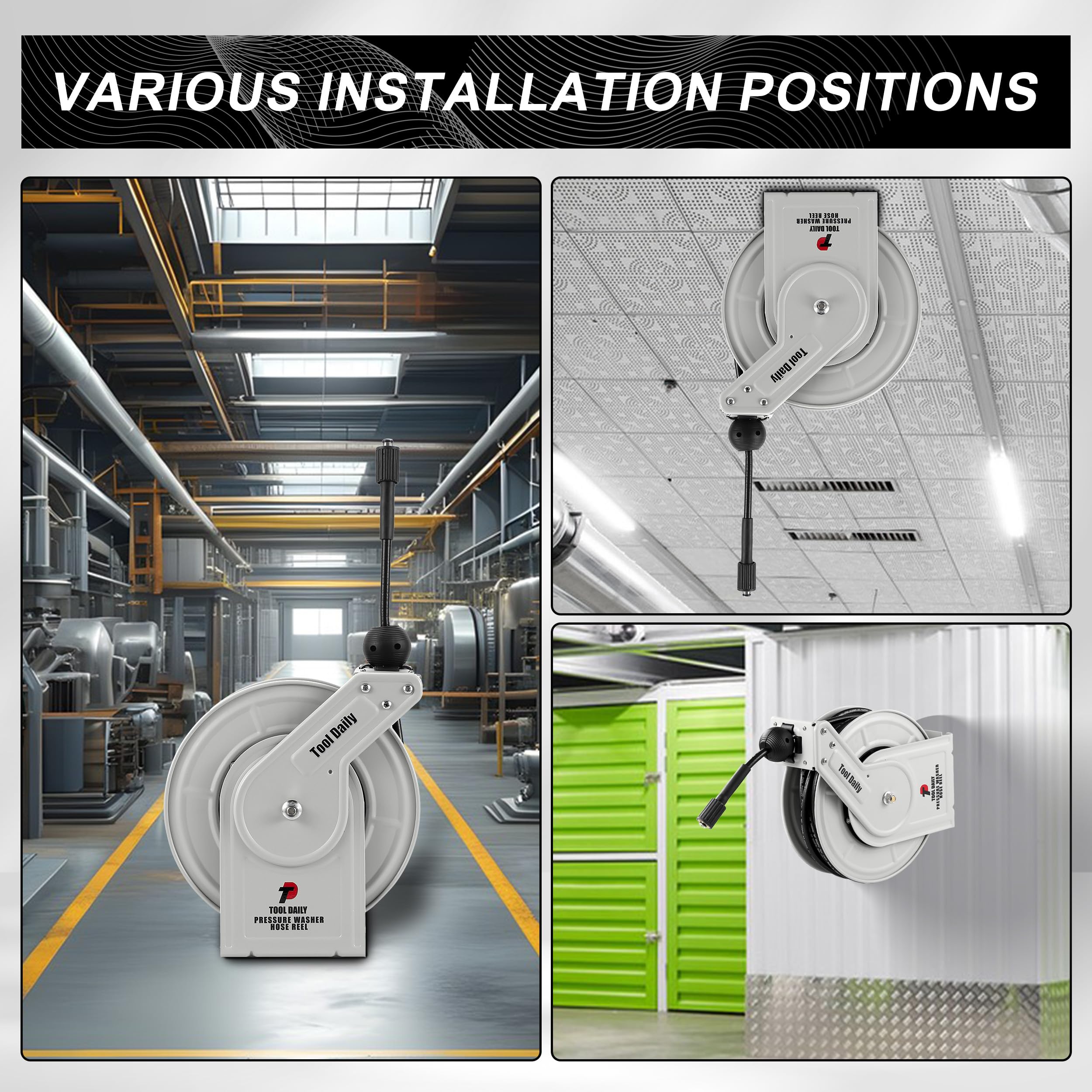 Tool Daily hose reel features four non-snag rollers to prevent tangling.