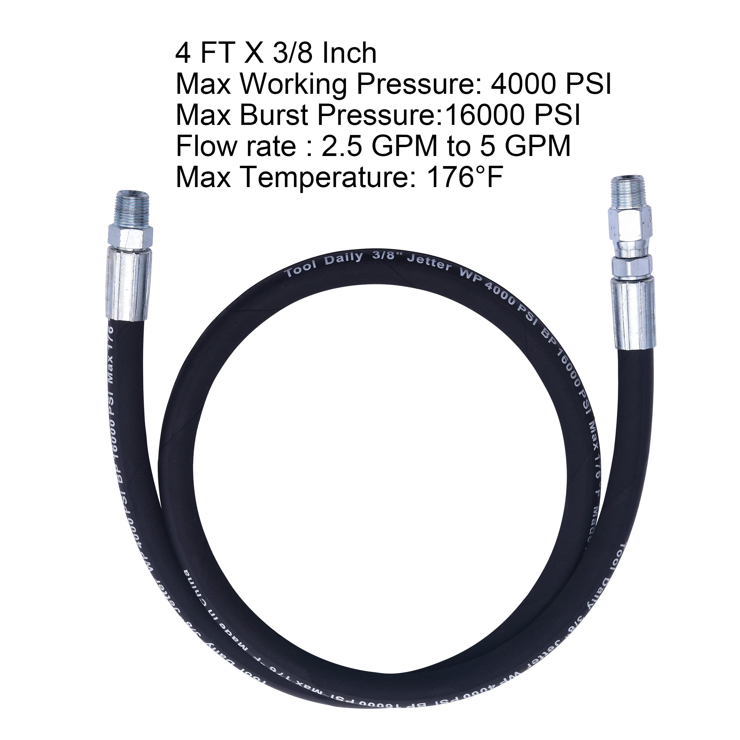 Tool Daily 3/8 in NPT swivel ends for reliable hose reel connections