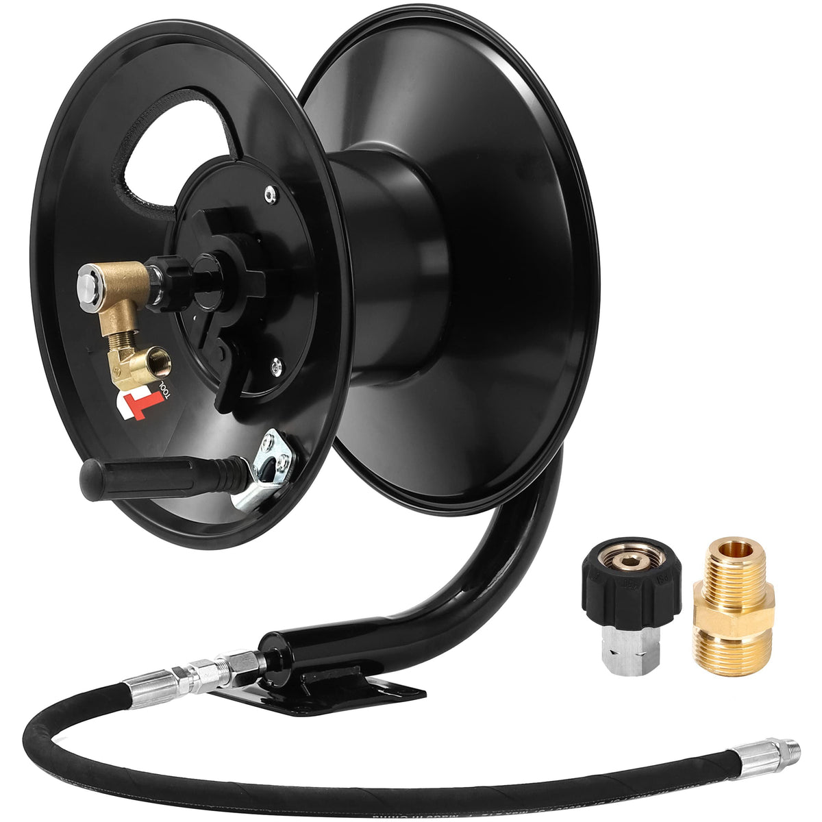 Tool Daily steel-frame hose reel for durable outdoor cleaning tasks.