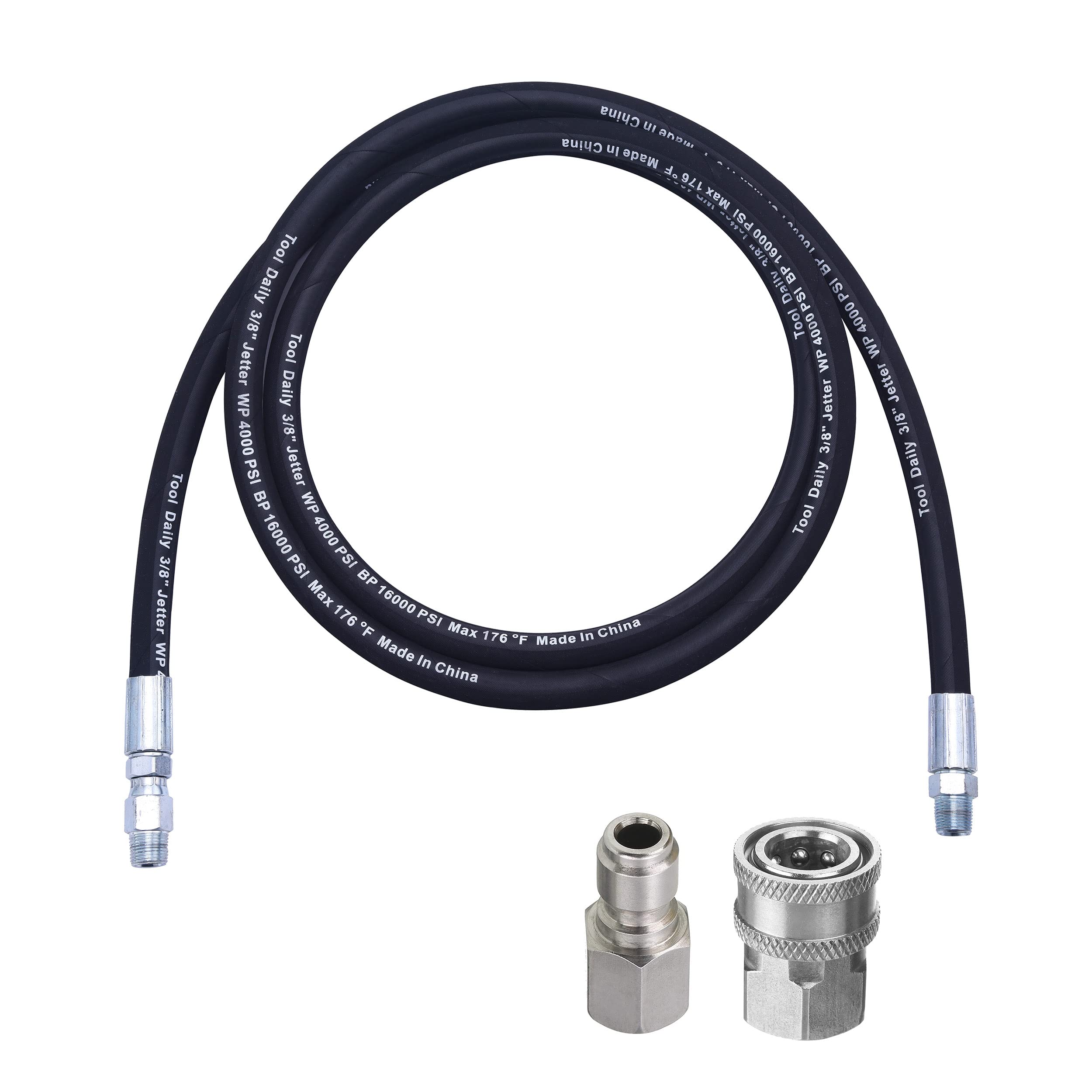 Tool Daily pressure washer whip hose 8ft with swivel end for easy reel connections